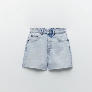 Zara Hi-Rise Split Hem Denim Short